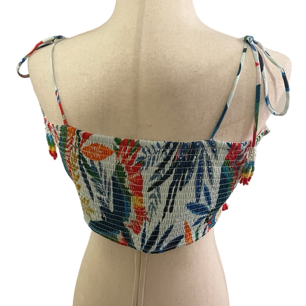 FARM RIO Macaw Wind Smocked Crop Top New With Tags - Picture 7 of 13
